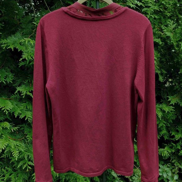 Apt. 9 NWT Pretty Burgundy Sweater with Lace Trim - Picture 3 of 3